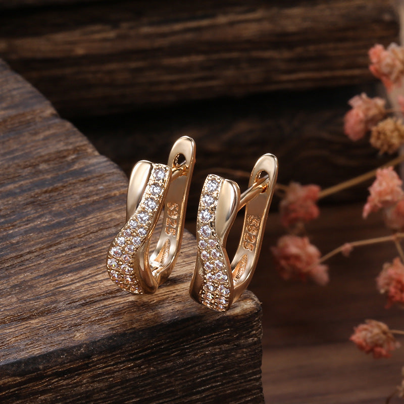 Zircon-embedded Earrings Women